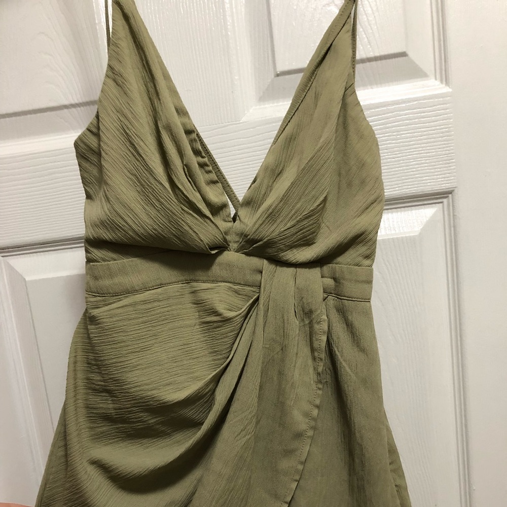 Olive front wrap romper